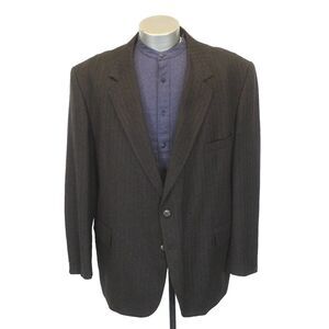 vintage‎ brown herringbone English Manor flannel blazer jacket sport coat 50 R